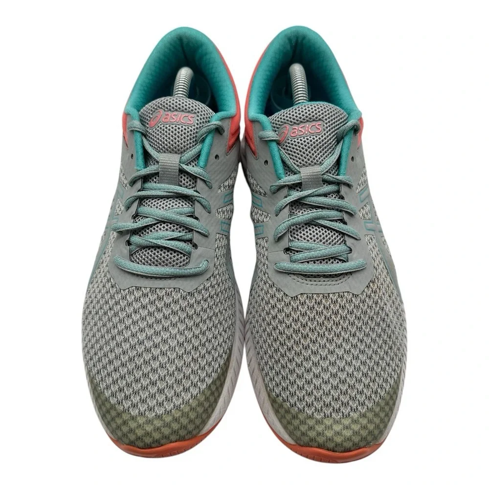 Asics Fuzex Lyte 2 Running Shoes Womens 11 Gray Coral Aqua Sneakers‎ NO INSOLES